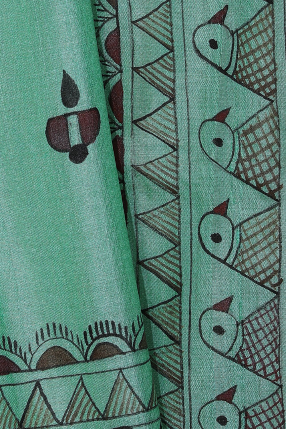 Image of Tussar-Silk Madhubani Painted Saree